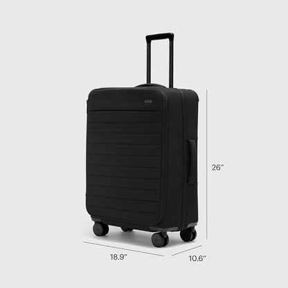 Away Softside Medium Checked Suitcase, 26 Inch Lightweight, Expandable Luggage For Men & Women, Durable Nylon Exterior, TSA Approved Lock, Ideal For Trips 1-2 Weeks, Jet Black