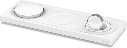 Belkin MagSafe 3-in-1 Wireless Charging Pad - Fast Charging for Apple Watch, iPhone 17, 16, 15, 14 Series, AirPods, & More - MagSafe Charging Station for Multiple Devices White (Certified Refurbished)