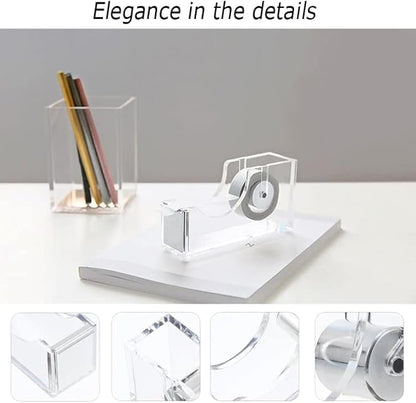 Office Desk Accessories, Acrylic Stapler, Staple Remover, Tape Holder, Pen Holder, Ballpoint Pen, Scissor, Binder Clips, 1000pcs Staples, Phone Holder, Ruler, Transparent Glue and 300 Notes