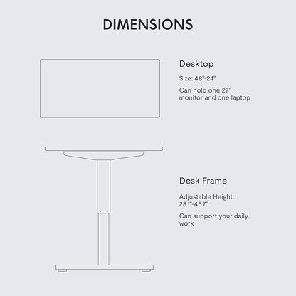 FLEXISPOT EN1 One-Piece Standing Desk with 1-Inch Thick Desktop, 48"x24" Electric Height Adjustable Desk for Home Office & Multi-Device Workstations, Marble Gray