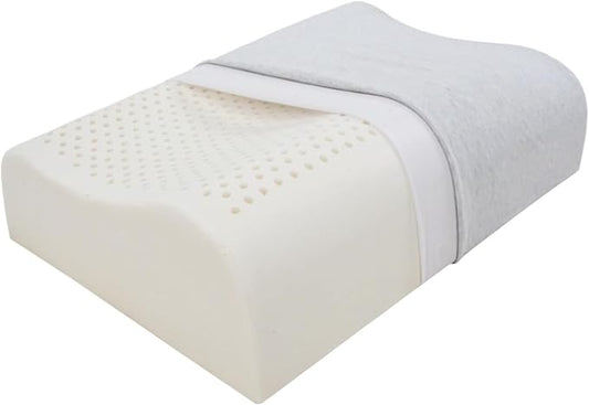 Natural Latex Pillows for Adults, Thick Cervical Neck Contour Sleeping Pillow for Side Back Sleeper, Ergonomic Orthopedic Pillow for Neck Shoulder Pain Relief(Thick-4.7/5.5inches)