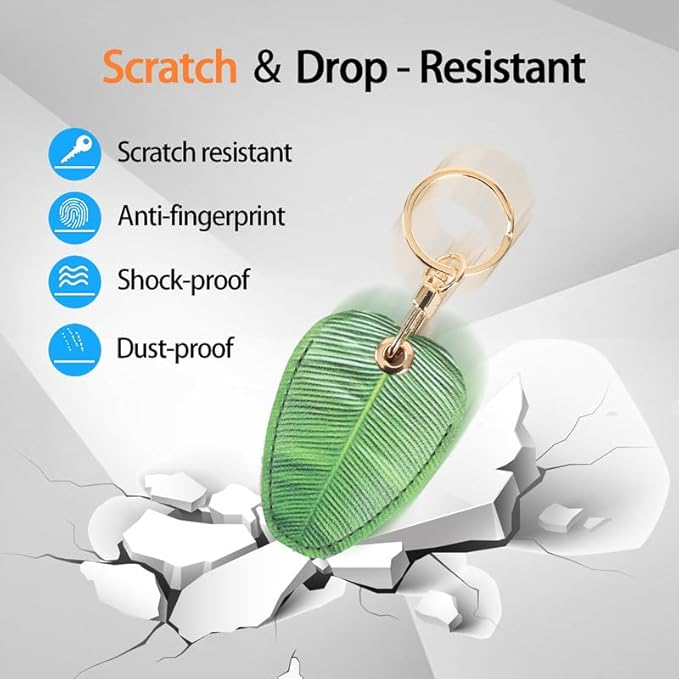 Leather Keychain Case Holder Compatible with Apple AirTag, GPS Airtag Keychain Finder Tracker with Key Ring, Anti-Scratch Protective Air Tag Cover