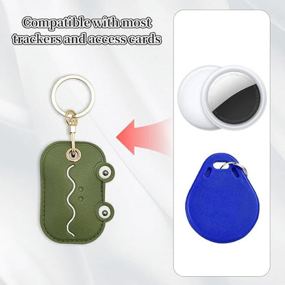 Leather Keychain Case Holder Compatible with Apple AirTag, GPS Airtag Keychain Finder Tracker with Key Ring, Anti-Scratch Protective Air Tag Cover