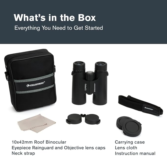 Celestron - Outland X 10x42 Binoculars – Ideal for Birding and Outdoors – 42mm Objective Lenses – 5.5° Field of View – BaK-4 Prisms – Multi-Coated – Waterproof and Fogproof