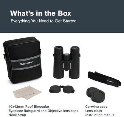 Celestron - Outland X 10x42 Binoculars – Ideal for Birding and Outdoors – 42mm Objective Lenses – 5.5° Field of View – BaK-4 Prisms – Multi-Coated – Waterproof and Fogproof