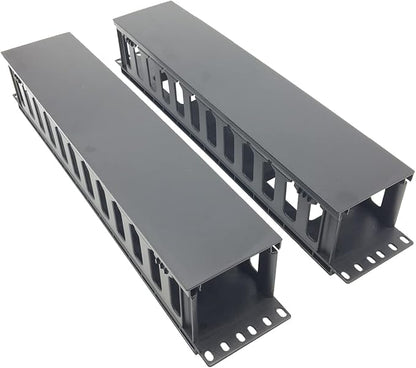 2 Pack 2U 12 Slots Horizontal Rack Mount Cable Management Organizer Plastic 19" Rack Mount (2UPCM2PC)