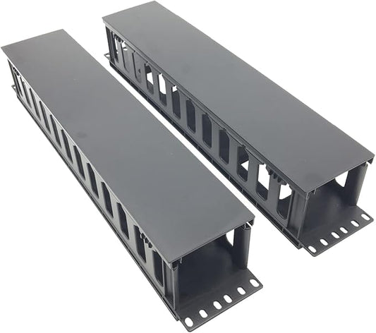 2 Pack 2U 12 Slots Horizontal Rack Mount Cable Management Organizer Plastic 19" Rack Mount (2UPCM2PC)