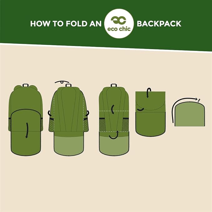 ECO CHIC Hiking Lightweight Packable Backpack - Foldable Daypack for Travel & Hiking & Outdoor Adventures - Waterproof Backpack from Recycled Materials (Highland Cow Teal)