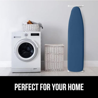 GORILLA GRIP The Original Ironing Board Cover and Pad, Silicone Coating, Thick Scorch Resistant Padding, Heavy Duty Iron Covers Standard Boards, Hook and Loop Fastener Strap, Navy, 15x54