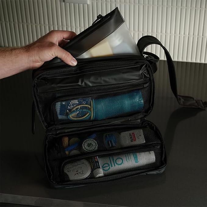 Gravel Hanging Toiletry Bag for Men and Women - Comes in 3 Sizes, Water-Resistant, Durable, Compact, Dopp Kit Travel Toiletry bag (Black, Max)