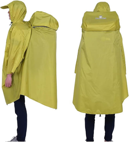 Adventure World Globotrekker Backpack Poncho Lightweight Waterproof Rain Poncho for Hiking, Camping, Travel & Outdoor Use