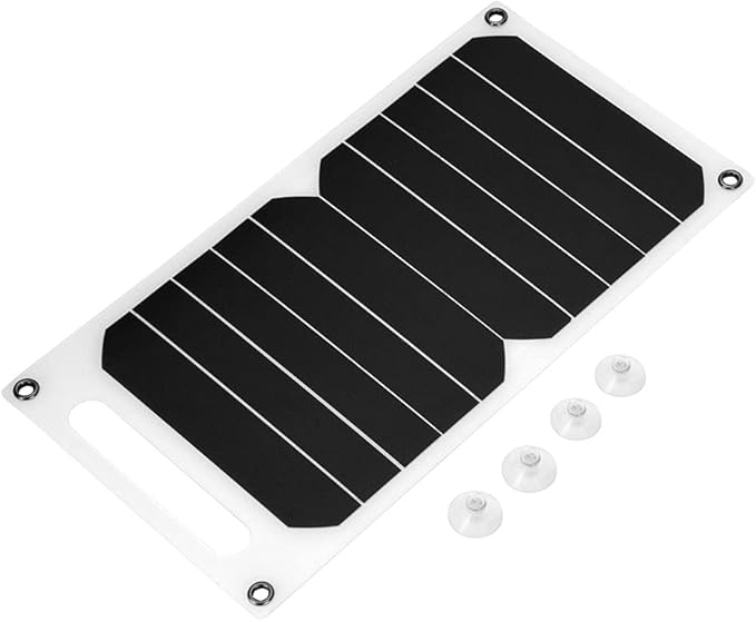 IP62 Portable 10W Outdoor USB Solar Panel Charger, High Efficiency Solar Power Bank, Lightweight Mobile Solar Charger for Camping Hiking Travel, with Mini Suction Cups