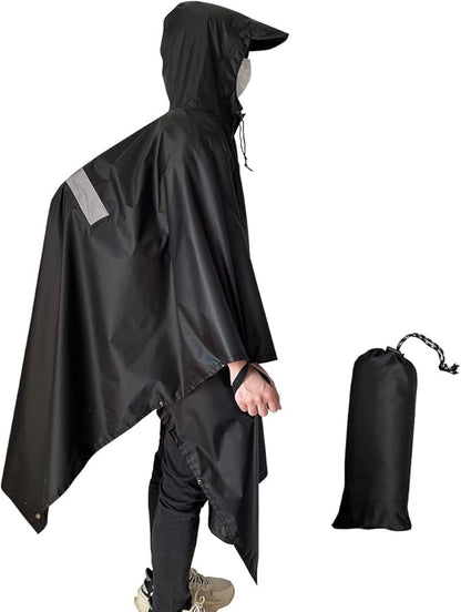Hooded Rain Poncho,Multi Use Waterproof Raincoat,For Hiking, Camping and Emergency,Suitable for Unisex Adults