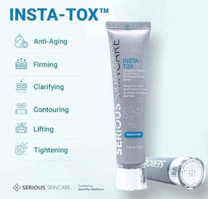 Serious Skincare INSTA-TOX Instant Wrinkle Smoothing Serum - Facial Filler Improves Appearance of Lines, Pores & Deep Wrinkles - Temporary Skin Tightener - Face Firming - .75 Fl Oz (2Pack)