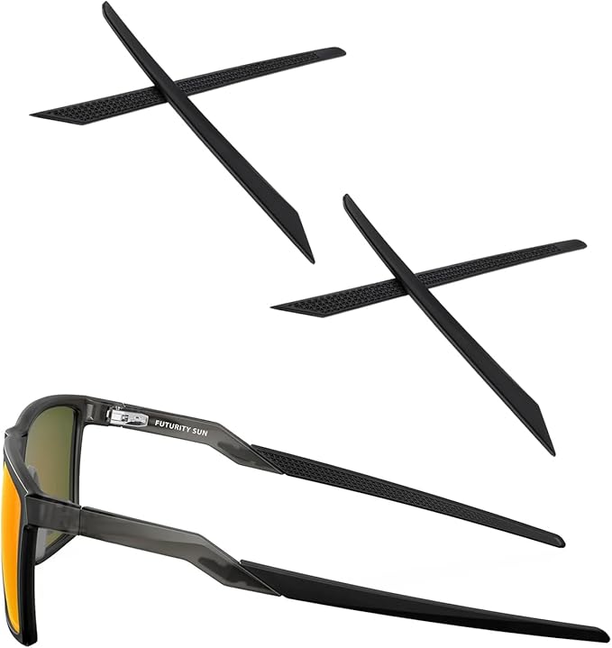 2 Pairs Replacement Earsocks Temple Sleeve for Oakley Futurity Sun OO9482 Sunglasses Frame, Black Rubber Ear Sleeves