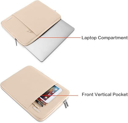 MOSISO Laptop Case 14 inch, 14 inch Laptop Sleeve Compatible with HP Lenovo Dell ASUS Acer, HP Stream, Dell Latitude, Lenovo IdeaPad, Polyester Vertical Computer Sleeve Bag with Pocket, Apricot