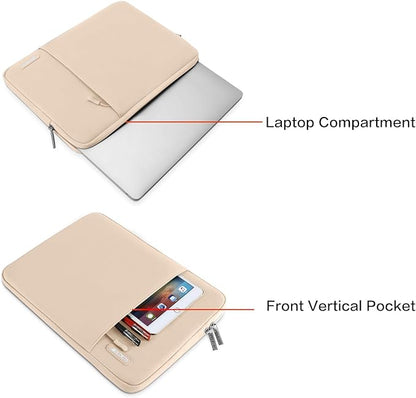 MOSISO Laptop Case 16 inch, 15-15.6 inch Laptop Sleeve Compatible with MacBook Pro 16 M4 M3 M2 M1, HP Acer Dell Lenovo ASUS Notebook, Polyester Vertical Computer Sleeve Bag with Pocket, Apricot