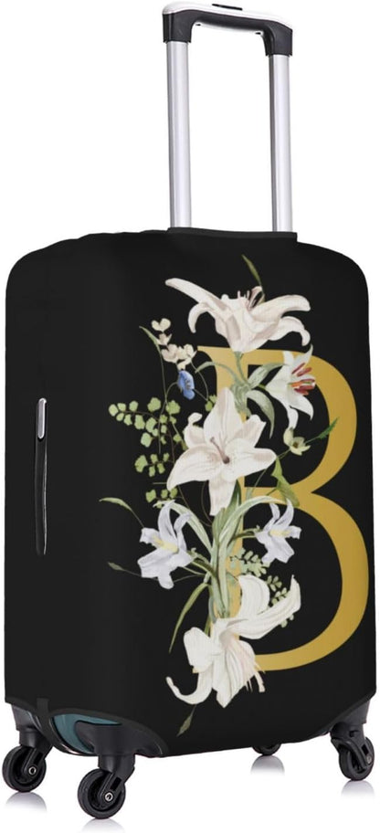 Decorative B Suitcase Protectors Elastic Washable Luggage Covers With Concealed Zippers For 18-32 Inch Luggage (Size S: Fits 18-21 Inch)