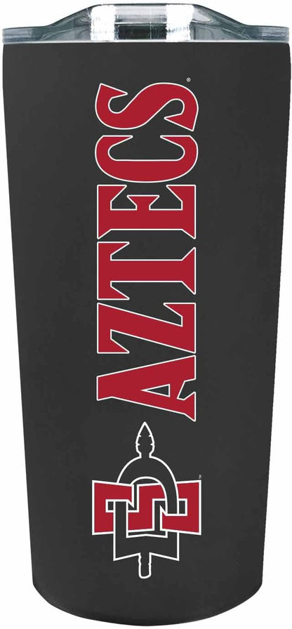 Campus Colors NCAA Stainless Steel Tumbler perfect for Gameday - 18 oz - Double Walled - Keeps Drinks Perfectly Insulated (San Diego State Aztecs - Black)