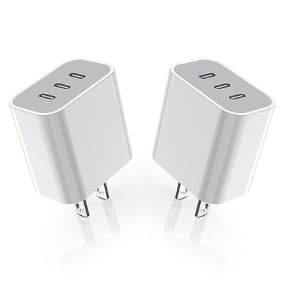 iPhone 16/17 Charger Block,USB C Charger [2 Pack] 35W 3-Port Wall Cube Fast Type C Charging Block PD Power Adapter for iPhone 17/17 Pro Max/16/16Pro/15/15Pro/14 Pro Max/13/12/11, iPad,Galaxy,Pixel 4/3