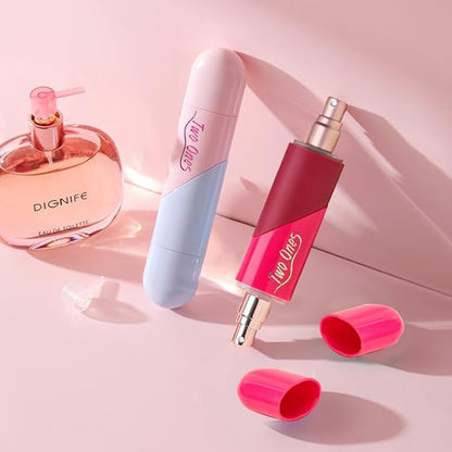Heart Shaped Double Head Spray Nozzle Two-in-One travel perfume bottle - 2pc 5ml+5ml refillable atomizer for on-the-go elegance, perfect for travel perfume lovers