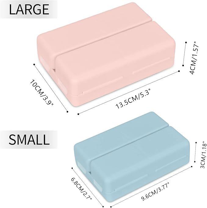 FYY 2 Pcs Daily Pill Organizer, 7 Compartments Portable Pill Case Travel Pill Organizer,[Folding Design] Pill Box for Purse Pocket to Hold Vitamins,Cod Liver Oil,Supplements and Medication-Navy+Pink