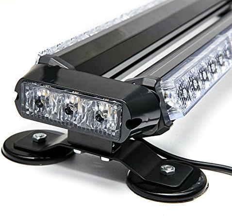 26.5" Amber white 54 LED Automotive Rooftop Beacon Emergency Warning Flashing Snow Plow Light Bar Strobe Light Traffic Advisor For Tow Work Truck with Magnetic Base Double Side