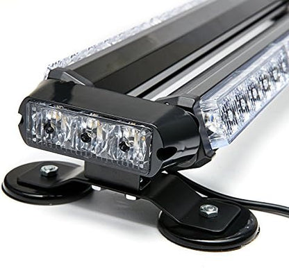 26.5" Amber white 54 LED Automotive Rooftop Beacon Emergency Warning Flashing Snow Plow Light Bar Strobe Light Traffic Advisor For Tow Work Truck with Magnetic Base Double Side