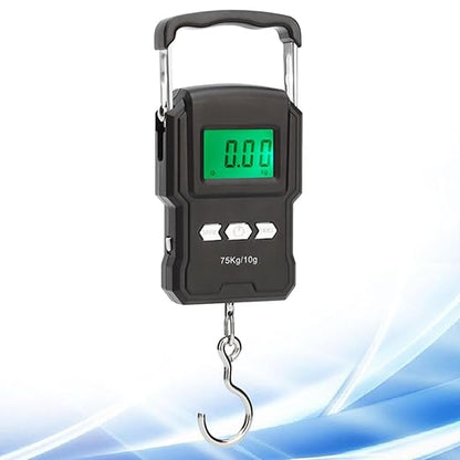 Digital Luggage Scale Handheld ABS Portable Weighing Balance with Metal Handle and Backlit LCD Display for Travel Suitcases and Fishing Black