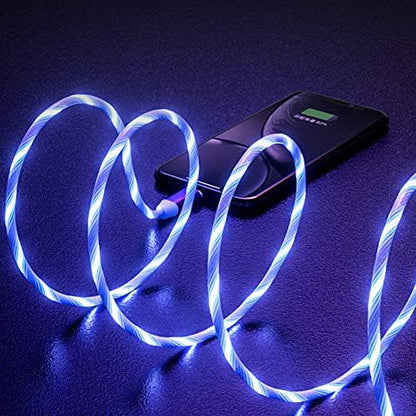 USB Cable PD Fast Charger Lighted Up (USB C to C Blue),Mobile Phone Data Cable, Charging Cable, Supports Data Transfer, 39-inch, TPE Material, Compatible with Almost All Type-C Devices.