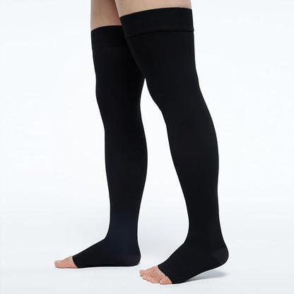 20-30 Compression Socks for Women Men, Thigh High Compression Stockings, Support Hose for Women Compression, Travel Toeless Women's Compression Socks, Light Open Toe Pregnancy Support Socks