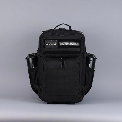 WOLFpak 45L Athletic Gym Backpack - Durable 1000D Waterproof Oxford Material with MOLLE Webbing, Laptop Pocket & Dual Cup Holders, Durable Fitness/Travel/Military Daypack (Alpha Black)