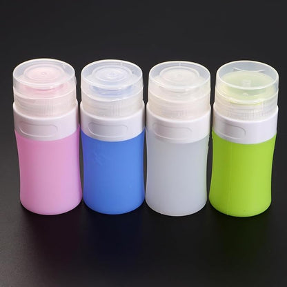 4pcs Silicone Travel Bottles Leakproof Lotion Containers Portable Cosmetic Squeeze Bottles for Travel Makeup Storage Tsa Approved Pink Green White Blue