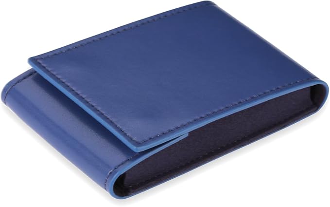 Travel Watch Case - Leather Watch Pouch with Velvet Lining, Single Case, Unisex | Business Travel and Office Christmas Gift (Blue)