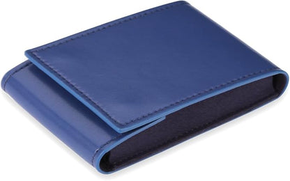 Travel Watch Case - Leather Watch Pouch with Velvet Lining, Single Case, Unisex | Business Travel and Office Christmas Gift (Blue)
