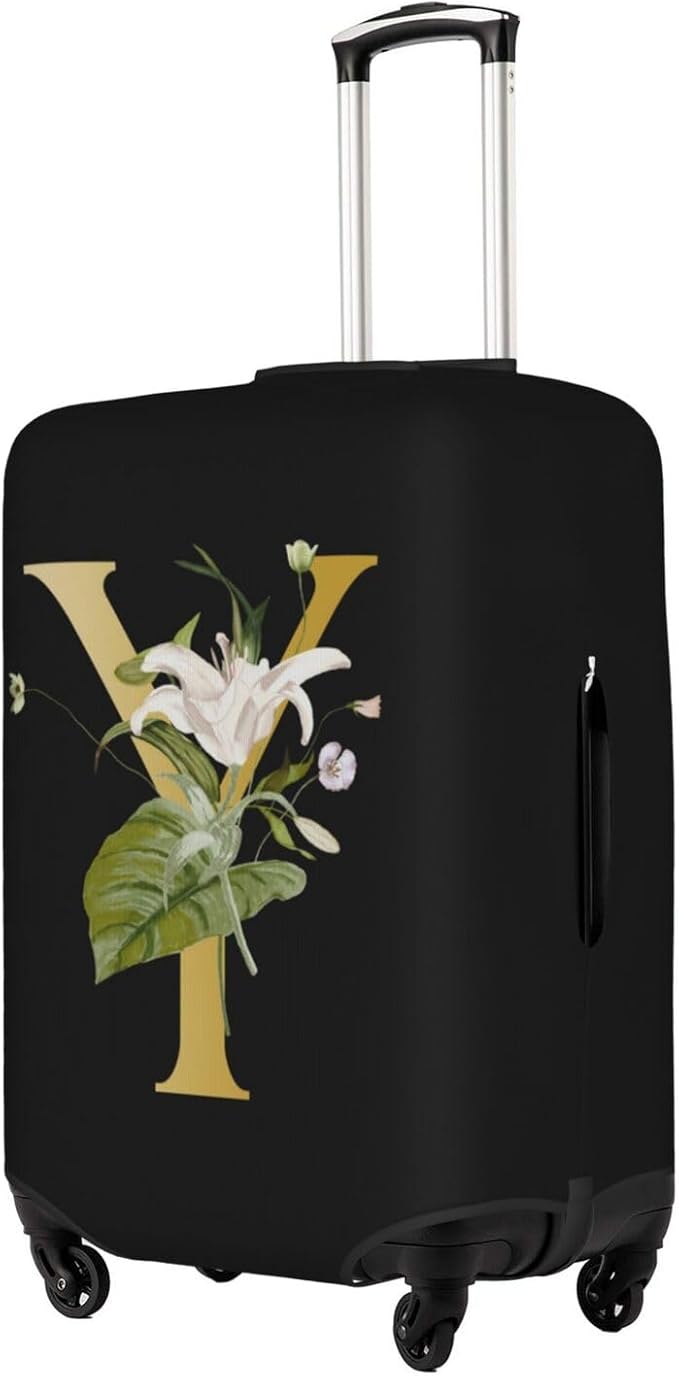 Decorative Y Suitcase Protectors Elastic Washable Luggage Covers With Concealed Zippers For 18-32 Inch Luggage (Size L: Fits 25-28 Inch)