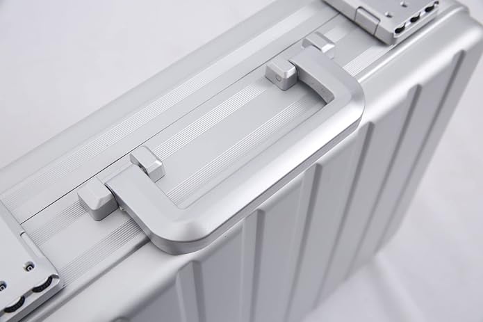 Silver Aluminum Attache Case Padded Laptop Briefcase Combo TSA Lock Hard Sided Money Suitcase with Foam