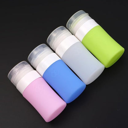 4pcs Silicone Travel Bottles Leakproof Lotion Containers Portable Cosmetic Squeeze Bottles for Travel Makeup Storage Tsa Approved Pink Green White Blue