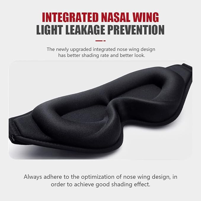 Sleep Mask, 3D Deep Contoured Eye Covers for Sleeping, 99% Block Out Light Eye Mask, Zero Pressure Cup Blindfold for Men Women, with Adjustable Strap for Sleeping, Yoga, Traveling (Black)