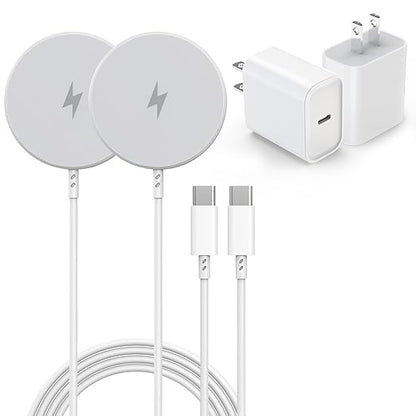 Magnetic Wireless Charger for iPhone 16, 2 Pack 15W 6FT Fast Apple Mag-Safe Charger, with USB C Apple Fast Charging Block Adapter for iPhone 16/16 Pro/Pro Max/15/14/13/12 Series, AirPods 3/2/Pro/Pro 2