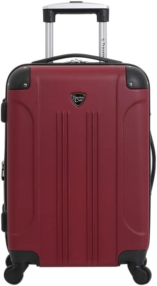 Travelers Club Chicago Hardside Expandable Spinner Luggage, Rhubarb, 20" Carry-On