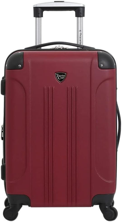 Travelers Club Chicago Hardside Expandable Spinner Luggage, Rhubarb, 20" Carry-On