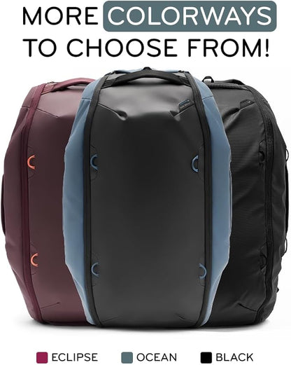 Peak Design Travel Duffelpack 45-65L, Ocean, Weatherproof Duffel Backpack, Expandable Design, Extra-Long Zip Path, Stowable Straps, Fits Packing Cubes and Camera Cubes, Versatile Duffel Bag for Travel