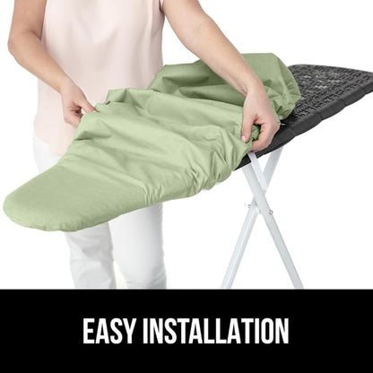 GORILLA GRIP The Original Ironing Board Cover and Pad, Silicone Coating, Thick Scorch Resistant Padding, Heavy Duty Iron Covers Standard Boards, Hook and Loop Fastener Strap, Sage, 15x54