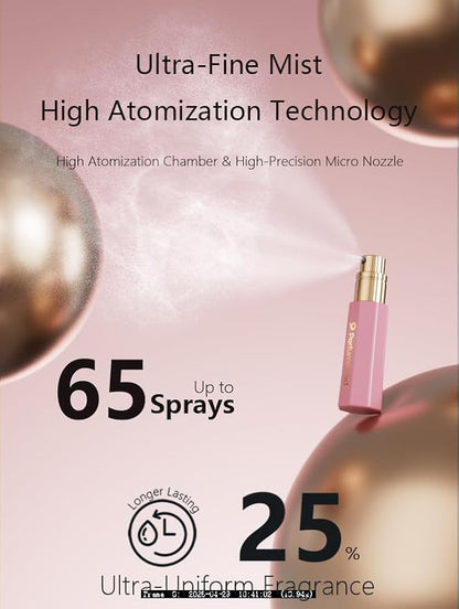 Perfume Pod Refillable Perfume Atomizer, Bottom Filling Fragrances Perfume Bottle, Mini Cologne Dispenser, Travel sized, Portable Sprayer for Women Men, Gift (FLORA01, PINK)
