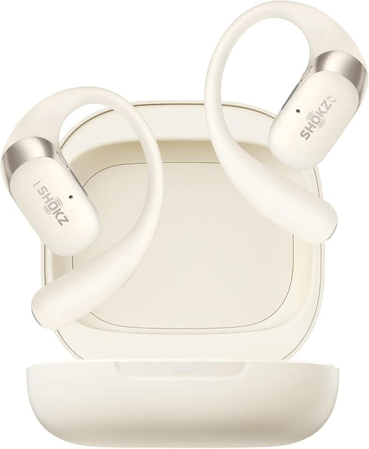 SHOKZ OpenFit 2 Open-Ear Headphones,True Wireless Bluetooth Earphones with Microphone,Earhook Earbuds with 48 Hours of Playtime,Fast Charging,IP55 Water-Resistant,with Carrying Bag,Beige,Bluetooth5.4