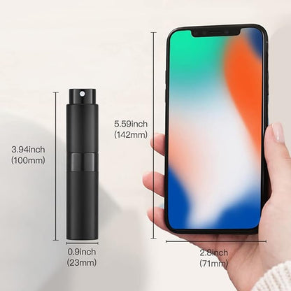 LISAPACK 8ML Atomizer Perfume Spray Bottle for Travel, Empty Refillable Cologne Dispenser, Portable Sprayer (Matte Black)