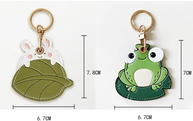 MC Fashion PU Leather Keychain Holder Case Compatible with AirTag, Cute Cartoon Panda GPS Tracker Case Charm Key Ring (Rabbit)