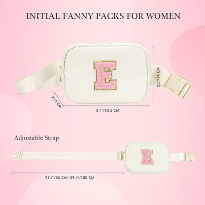 YOOLIFE Bridesmaid Gifts - Bridesmaid Proposal Gift Wedding Day, Bridal Shower Gifts, Maid of Honor Gifts, Bachelorette Party Decorations Favors, White Initial Crossbody Bag Belt Bag B, Small, Beige
