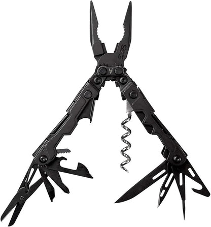SOG PowerLitre Mini Utility Multi-Tool w/ 19 Lightweight Tools, Compact 5 Inch Long Utility Tool with Knife, Screwdriver, Hex Bit Holder, Black